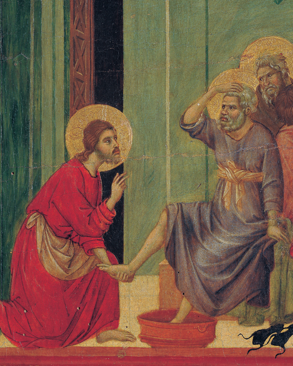 Duccio di Buoninsegna, Storie della Passione di Cristo (1308-1311), Maestà, tempera su tavola, retro, particolare